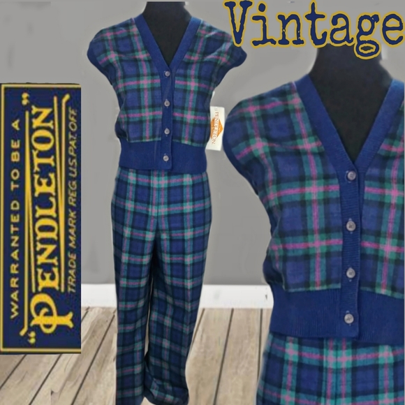 Pendleton Pants - Deadstock 1970s tartan pant/ vest set